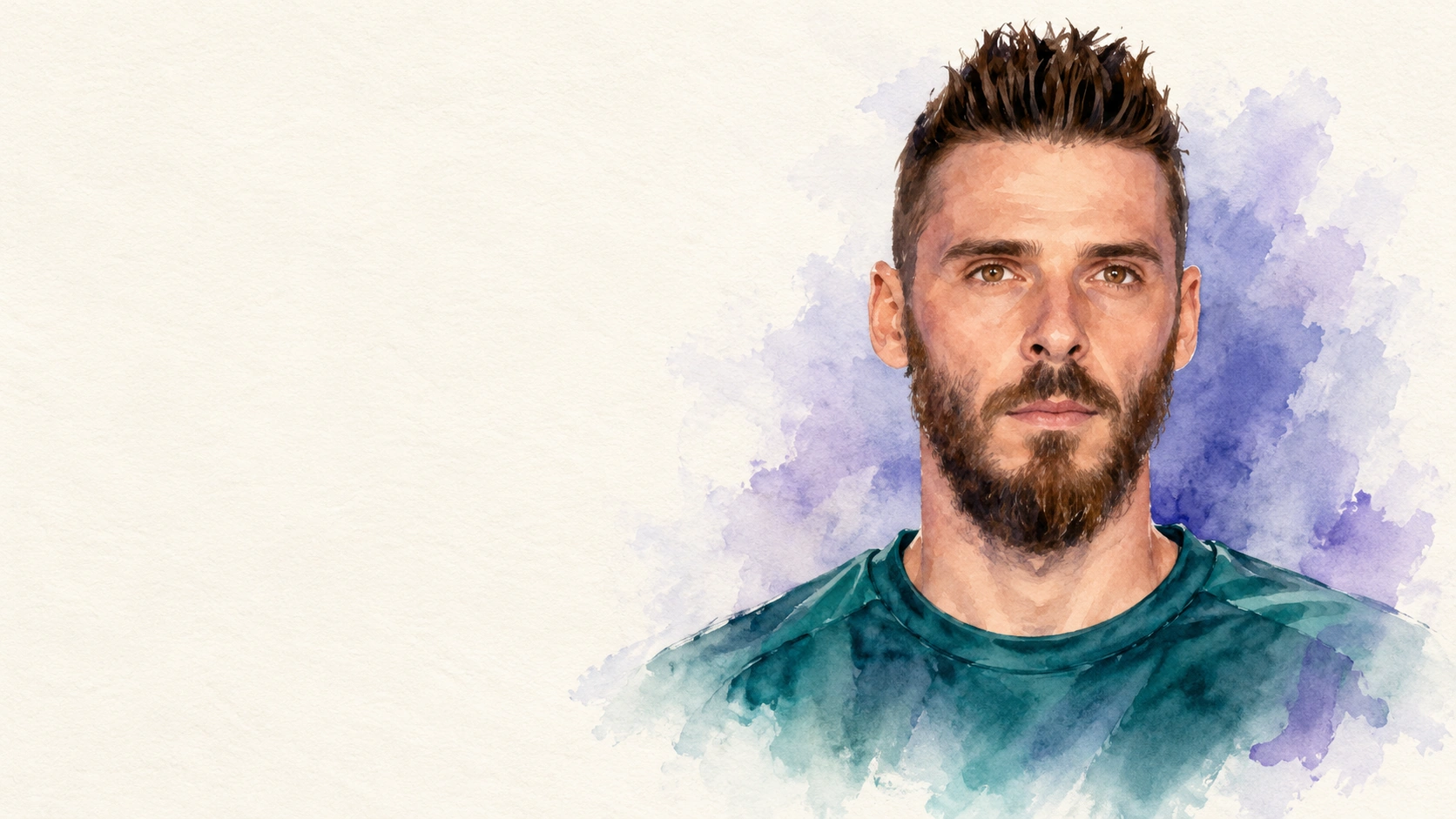 Ritratto editoriale ad acquerello: David de Gea — ViolaPedia